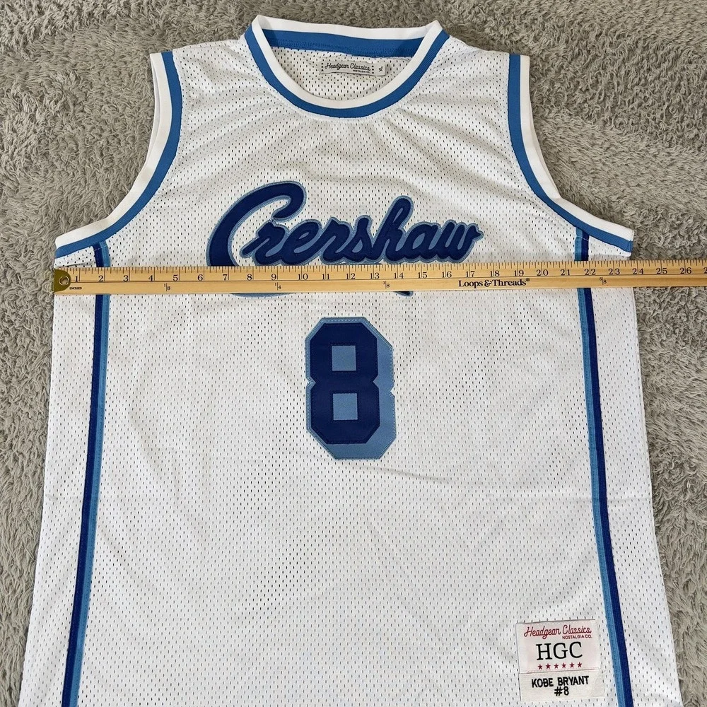 Crenshaw Jersey Mens XL White Blue Basketball Kobe Bryant 8 Headgear Classics